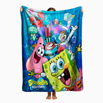 COBIJA BOB ESPONJA PERSONAJES 180X160CM